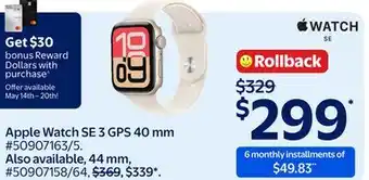Walmart Apple Watch SE 3 GPS 40 mm offer