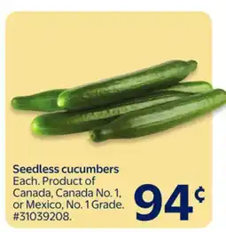 Walmart Seedless cucumbers offer