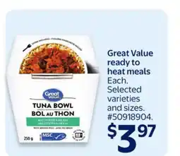 Walmart Great Value ready to heat meals offer