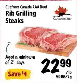 Farm Boy Cut from Canada AAA Beef Rib Grilling CANADIAN BEEF Steaks offer
