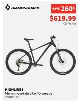 Sports Experts DIAMONDBACK HIGHLINE 1 Men's mountain bike, 10 speeds offer