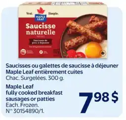 Walmart Maple Leaf fully cooked breakfast sausages or patties offer