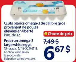 Walmart Free run omega-3 large white eggs offer