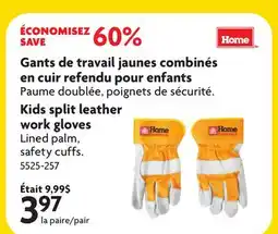 Home Hardware Kids split leather work gloves offer