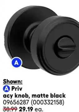 RONA Maven Priv acy knob, matte black door knobs offer