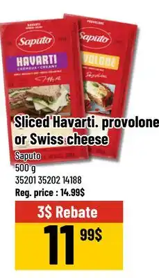Mayrand Sliced Havarti, provolone or Swiss cheese offer