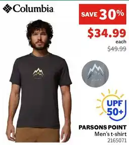 Sports Experts Columbia PARSONS POINT Men's t-shirt offer
