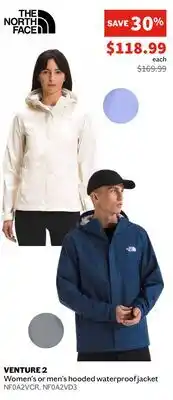 Sports Experts THE NORTH FACE VENTURE 2 Women's or men's hooded waterproof jacket offer
