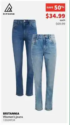 Sports Experts RIPZONE BRITANNIA Women's jeans offer