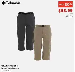 Sports Experts Columbia SILVER RIDGE II Men's capri pants offer
