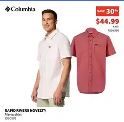 Sports Experts Columbia RAPID RIVERS NOVELTY Men's shirt offer