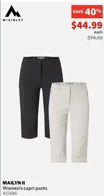 Sports Experts MCKINLEY MAILYN II Women's capri pants offer