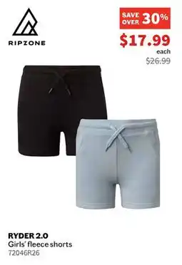 Sports Experts RIPZONE RYDER 2.0 Girls' fleece shorts offer