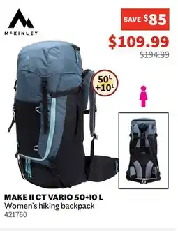 Sports Experts MCKINLEY MAKE II 50 + 10 L Women's hiking backpack offer