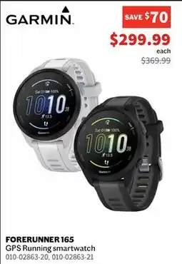 Sports Experts GARMIN FORERUNNER 165 GPS Running smartwatch offer