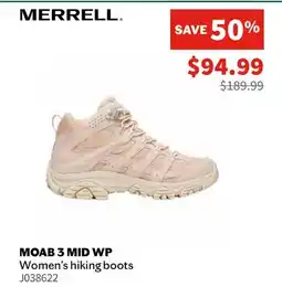 Sports Experts MERRELL MOAB 3 MID WP Women's hiking boots offer