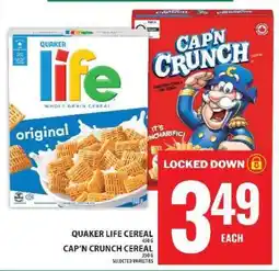 Super C Quaker Life Cereal, Cap'n Crunch Cereal offer