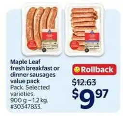 Walmart Maple Leaf Fresh Breakfast or Dinner Sausages offer
