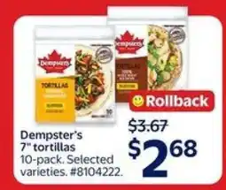 Walmart Dempster's 7 Tortillas offer