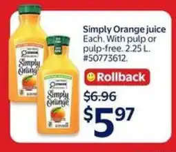 Walmart Simply Orange Juice offer