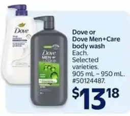 Walmart Dove or Dove Men+Care Body Wash offer