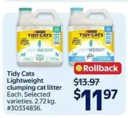 Walmart Tidy Cats LightWeight Clumping Cat Litter offer