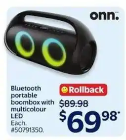 Walmart onn. Bluetooth portable boombox offer
