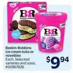 Walmart Baskin-Robbins ice cream tubs or novelties offer