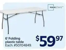 Walmart 6' Folding plastic table offer
