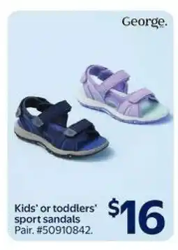 Walmart Kids' or toddlers' sport sandals offer