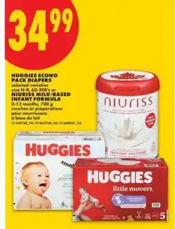 No Frills HUGGIES ECONO PACK DIAPERS or NIURISS MILK-BASED INFANT FORMULA offer