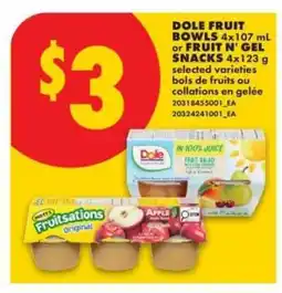 No Frills Dole Fruit Bowls or Fruit 'n Gel Snacks offer
