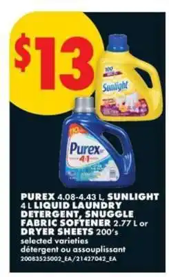 No Frills Purex, Sunlight, Snuggle offer
