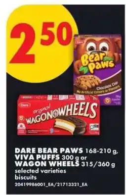 No Frills DARE BEAR PAWS, VIVA PUFFS, WAGON WHEELS offer