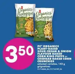 No Frills PC Organics Plant-Based Corn Snacks offer