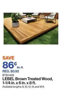 Patrick Morin Brown Treated Wood, 1-1/4 in. x 6 in. x 8 ft offer