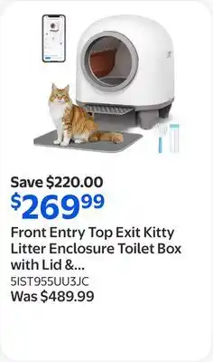 Walmart Front Entry Top Exit Kitty Litter Enclosure Toilet Box with Lid & Scoop offer