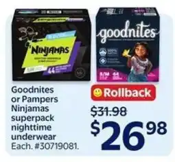 Walmart Goodnites or Pampers Ninjamas offer