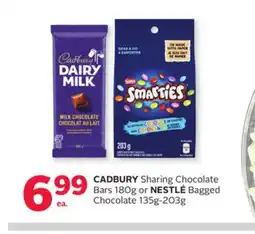 Rexall CADBURY Sharing Chocolate Bars 180g or NESTLÉ Bagged Chocolate 135g-203g offer