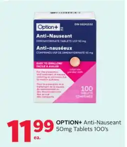 Rexall OPTION+ Anti-Nauseant 50mg Tablets 100' s offer