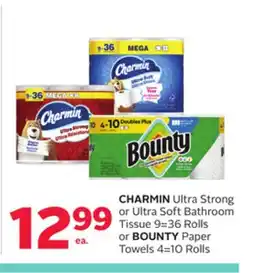 Rexall CHARMIN Ultra Strong or Ultra Soft Bathroom Tissue 9 = 36 Rolls or BOUNTY Paper Towels 4 = 10 Rolls offer