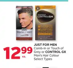 Rexall JUST FOR MEN Comb-In or Touch of Grey or CONTROL GX Men's Hair Colour offer