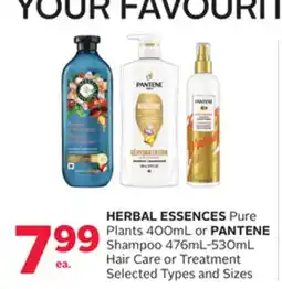 Rexall HERBAL ESSENCES Pure Plants 400mL or PANTENE Shampoo 476mL-530mL Hair Care or Treatment offer