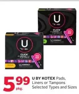 Rexall U BY KOTEX Pads, Liners or Tampons offer