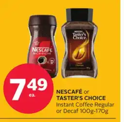 Rexall NESCAFÉ or TASTER'S CHOICE Instant Coffee Regular or Decaf offer