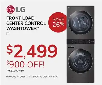 Goemans Appliances LG FRONT LOAD CENTER CONTROL WASHTOWER offer