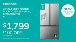 Goemans Appliances HISENSE 36 22.4 CU.FT. FRENCH- DOOR, STAINLESS STEEL, REFRIGERATOR offer