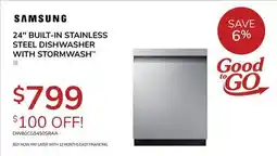 Goemans Appliances SAMSUNG 24 BUILT-IN STAINLESS STEEL DISHWASHER WITH STORMWASH offer