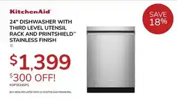 Goemans Appliances KitchenAid 24 DISHWASHER WITH THIRD LEVEL UTENSIL RACK AND PRINTSHIELD STAINLESS FINISH offer