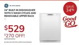 Goemans Appliances GE APPLIANCES 24 BUILT-IN DISHWASHER WITH 5 WASH CYCLES AND REMOVABLE UPPER RACK offer